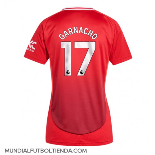 Camiseta Manchester United Alejandro Garnacho #17 Primera Equipación Replica 2024-25 para mujer mangas cortas